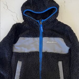 Eddie Bauer Kids Black and Gray Sherpa Hoodie
